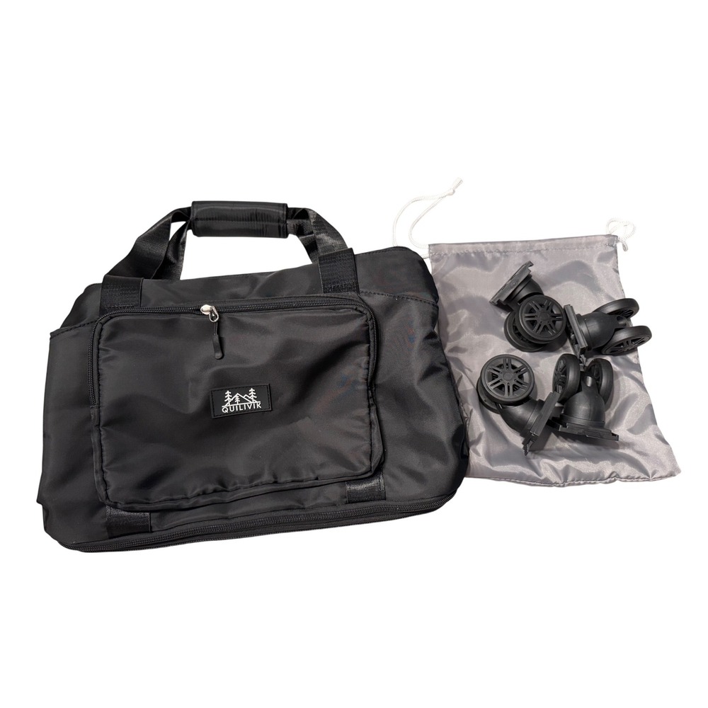 Quilivik Expandable Rolling Duffel Bag Black‎ Detachable Spinner Wheels 55L NIB